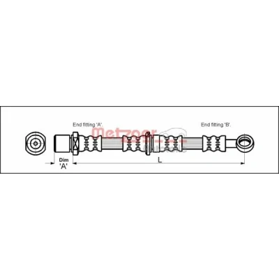 Bilde av METZGER 4110200 Bremseslange 503 M10 x 1 SUBARU: Impreza II Sedan