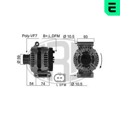Bilde av ERA 210422A Dynamo 14V 150A FORD: Transit Mk6 Van, Minibuss, LAND ROVER: Defender SUV