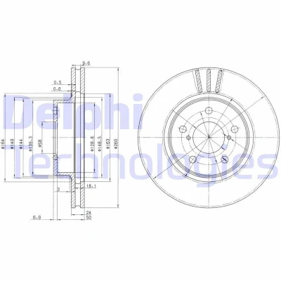 Bilde av DELPHI BG2767 Bremseskiver 260 24 5 ventilert oljet ubehandlet uten hjullager, ABS sensorring SUBARU: Impreza III Hatchback, II Sedan