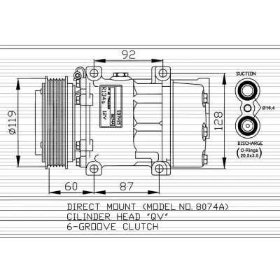 Bilde av NRF 32170 Kompressor SD7H15 PAG 46 R 134a med kompressorlje
