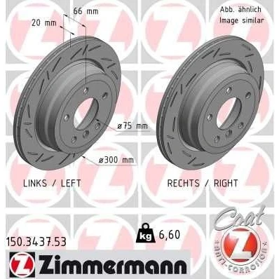 Bilde av ZIMMERMANN BLACK Z 150.3437.53 Bremseskiver 300 20 6/5 5 120 innvendig ventilert, med sliss belagt høy karbon BMW: 3 Touring, Sedan, X1