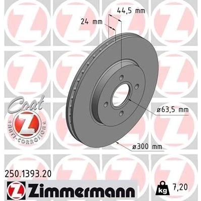 Bilde av ZIMMERMANN 250.1393.20 Bremseskiver 300 24 4/4 4 108 innvendig ventilert belagt FORD: Focus Mk1 Hatchback, Stasjonsvogn