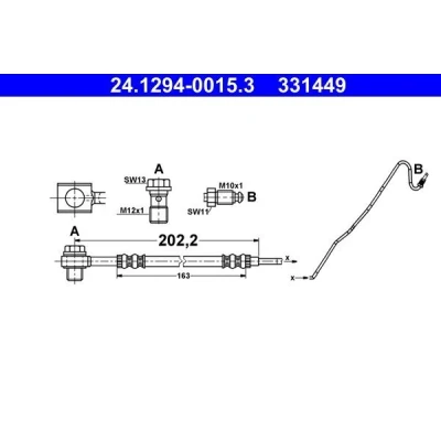 Bilde av ATE 24.1294 0015.3 Bremseslange 202,2 AUDI: A1 Hatchback