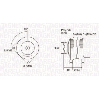 Bilde av MAGNETI MARELLI 063731147010 Dynamo 14V 120A RENAULT: TRAFIC 2 Bus, MASTER Pritsche/Fahrgestell, Kasten, OPEL: Movano A Minibuss