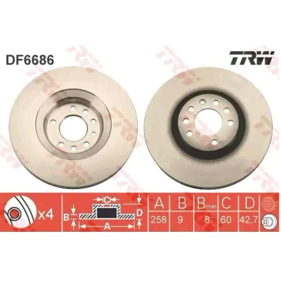 Bilde av TRW DF6686 Bremseskiver 258 9 4 100 fullt ut spraylakkert SUZUKI: IGNIS I, 2