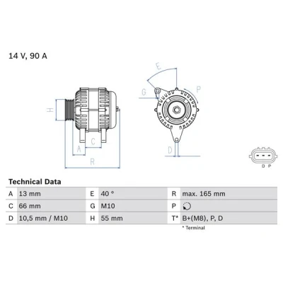Bilde av BOSCH 0 986 082 430 Dynamo 14V 90A