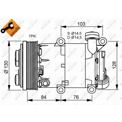 Bilde av NRF EASY FIT 32410 Kompressor VS16 12 PAG 46 med kompressorlje, tetningsring FORD: Focus 2, Transit Mk6 Minibuss