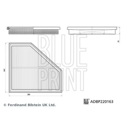 Bilde av BLUE PRINT ADBP220163 Luftfilter 35mm 243mm 260mm Filterinnsats
