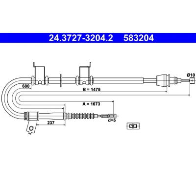 Bilde av ATE 24.3727 3204.2 Bremsekabel 1673 KIA: cee‘d I Stasjonsvogn, Hatchback