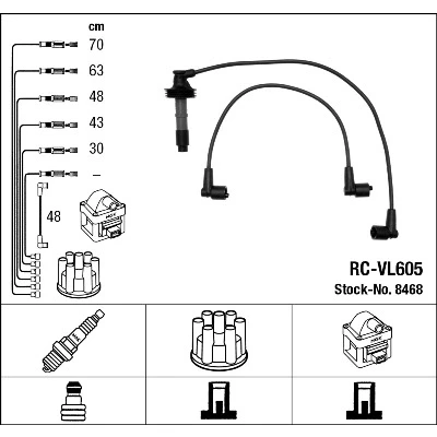 Bilde av NGK 8468 Pluggledninger 6 VOLVO: 850 Stasjonsvogn, V70 I