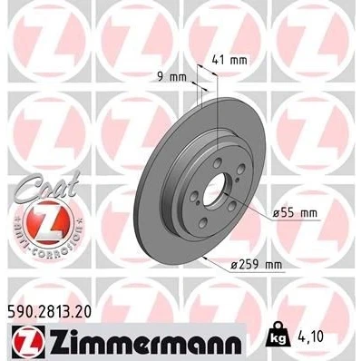 Bilde av ZIMMERMANN COAT Z 590.2813.20 Bremseskiver 259 9 7/5 5 100 fullt ut belagt TOYOTA: Urban Cruiser