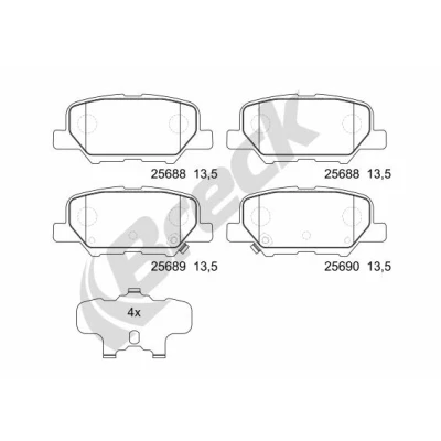 Bilde av BRECK 25688 00 702 Bremseklosser inkl. slitasjevarselkontakt, med akustisk slitasjevarsel tilbehør MITSUBISHI: OUTLANDER 3, ASX SUV