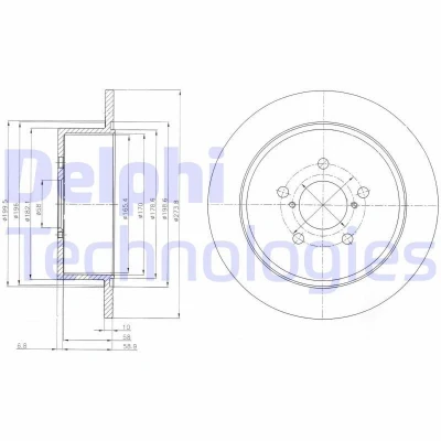 Bilde av DELPHI BG4129 Bremseskiver 274 10 5 fullt ut oljet ubehandlet uten hjullager, ABS sensorring SUBARU: Legacy 4, Outback III, 4 Limousine