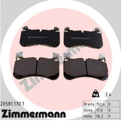 Bilde av ZIMMERMANN 20581.170.1 Bremseklosser klargjort for slitasjeindikator Bildet viser leveranseinnholdet LAND ROVER: Range Rover Sport, 4
