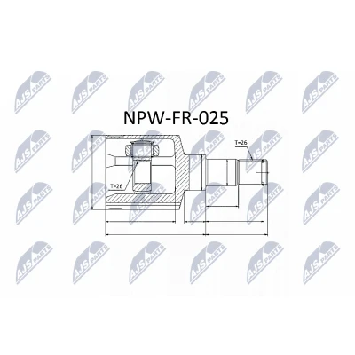 Bilde av NTY NPW FR 025 Drivknute framaksel venstre, girkassesiden FORD: Focus 2 Kombi, 2, Limousine, VOLVO: S40 II