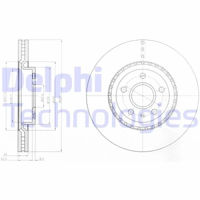 Bilde av DELPHI BG9068 Bremseskiver 337 30 5 ventilert oljet ubehandlet uten hjullager, ABS sensorring OPEL: Insignia A Sports Tourer