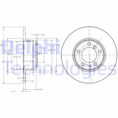 Bilde av DELPHI BG2430 Bremseskiver 302 12 5 fullt ut oljet ubehandlet uten hjullager, ABS sensorring BMW: Sedan, Touring