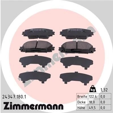 Bilde av ZIMMERMANN 24347.180.1 Bremseklosser Bildet viser leveranseinnholdet TOYOTA: Yaris II Hatchback, III Hatchback