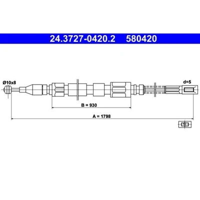 Bilde av ATE 24.3727 0420.2 Bremsekabel 1798