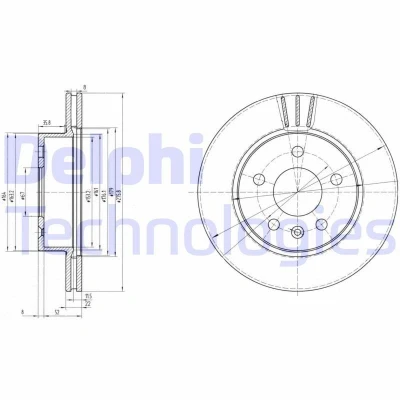 Bilde av DELPHI BG3296 Bremseskiver 276 22 5 ventilert oljet ubehandlet uten hjullager, ABS sensorring MERCEDES BENZ: Vito Minibuss, V Klasse, Van
