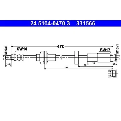 Bilde av ATE 24.5104 0470.3 Bremseslange 470 M10x1 ALFA ROMEO: Giulietta Hatchback