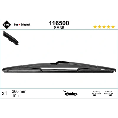 Bilde av Vindusvisker Swf Rear 116500 260mm bak Standard RENAULT: MEGANE 2 Kombi, SCENIC 2, SMART: Fortwo II Coupé