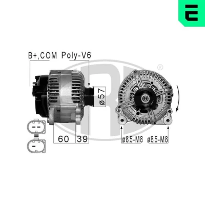 Bilde av ERA 210831A Dynamo 14V 180A AUDI: A6 C6 Avant, Allroad, Q7, VOLKSWAGEN: Touareg I
