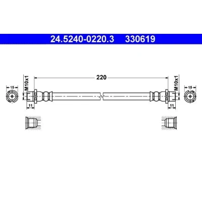 Bilde av ATE 24.5240 0220.3 Bremseslange 220 OPEL: Combo C Varebil / Stasjonsvogn, Zafira A, Tour