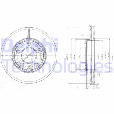 Bilde av DELPHI BG3724 Bremseskiver 273 24 5 ventilert oljet ubehandlet uten hjullager, ABS sensorring MAZDA: 6 Stasjonsvogn, Sedan, Hatchback
