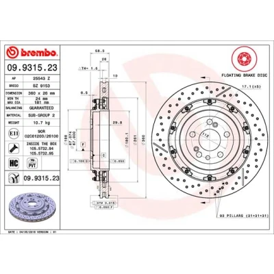 Bilde av BREMBO TWO PIECE FLOATING DISCS LINE 09.9315.23 Bremseskiver MERCEDES BENZ: SL Cabrio