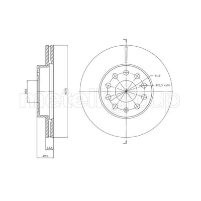 Bilde av METELLI 23 1767C Bremseskiver 276,0 23,5 9 65,0 ventilert spraylakkert VOLKSWAGEN: Golf 7, 7 Variant, Alltrack AUDI: A3 Sedan