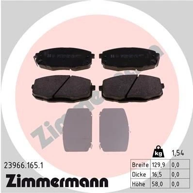 Bilde av ZIMMERMANN 23966.165.1 Bremseklosser med akustisk slitasjevarsel Bildet viser leveranseinnholdet HYUNDAI: ix35, i30 I Stasjonsvogn, Hatchback
