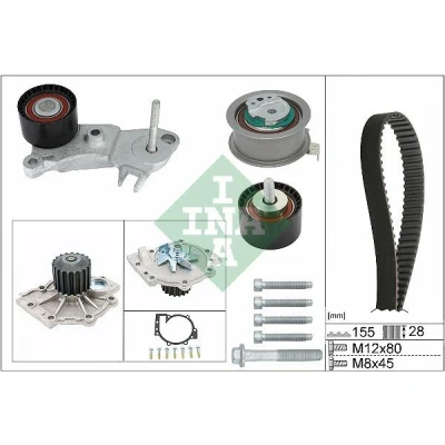 Bilde av INA 530 0762 30 vannpumpe + Registerreimsett med VOLVO: V70 3, V40 Hatchback, V60 I