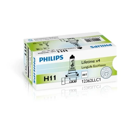 Bilde av Halogenpære PHILIPS LongLife EcoVision H11 PGJ19 2, passer mange bilmodeller, 000000 001606, 7701049263, 90981 13075, YZZDD, BR 07