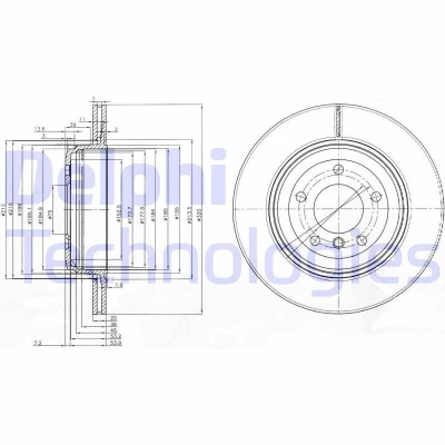 Bilde av DELPHI BG3872 Bremseskiver 320 20 5 ventilert oljet ubehandlet uten hjullager, ABS sensorring BMW: Sedan, Touring
