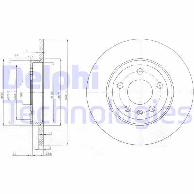 Bilde av DELPHI BG3996 Bremseskiver 288 12 5 fullt ut oljet ubehandlet uten hjullager, ABS sensorring AUDI: A4 B8 Avant, B7 Sedan