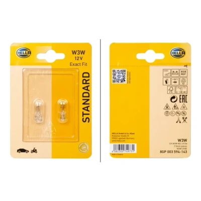 Bilde av HELLA 8GP 003 594 143 glødepære 12 3 W3W Halogen foran og bak AUDI: A4 B7 Sedan, SKODA: Octavia 2 Combi