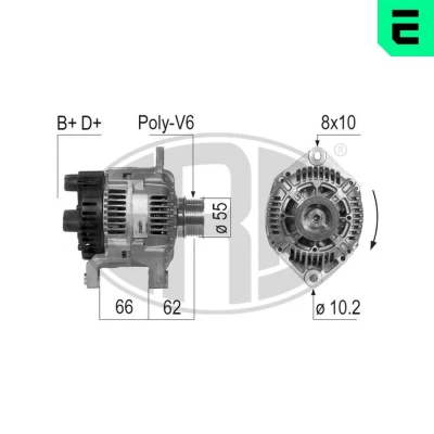 Bilde av ERA 210271A Dynamo 14V 110A FIAT: Ducato II Flatvogn lastebil/Chassis, PEUGEOT: Boxer Minibuss