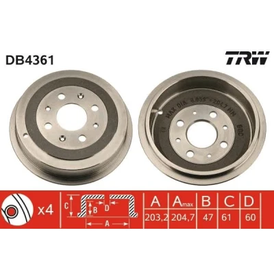 Bilde av TRW DB4361 Bremsetrommel OPEL: Corsa D Hatchback