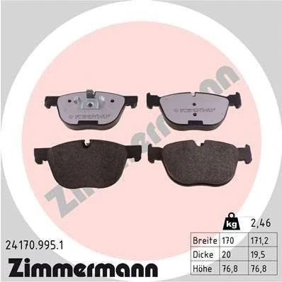 Bilde av ZIMMERMANN 24170.995.1 Bremseklosser klargjort for slitasjeindikator Bildet viser leveranseinnholdet BMW: X5, X6, X4