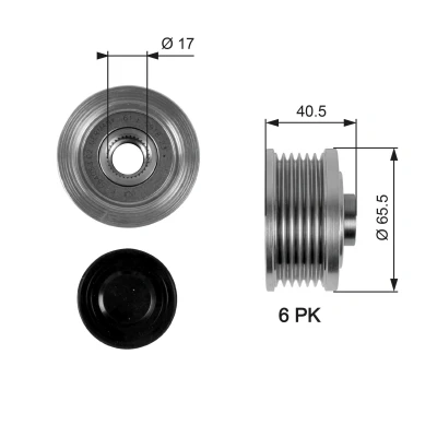 Bilde av GATES OAP7032 Frihjul Dynamo 40,5 FleetRunner Micro V Stretch Fit OPEL: Vectra C Caravan, SAAB: 9 3 Stasjonsvogn