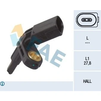 Bilde av FAE 78012 ABS sensor framaksel venstre uten kabel aktiv 2 VOLKSWAGEN: Caddy 3, Passat B7 Variant, Transporter 5, SKODA: Octavia Combi