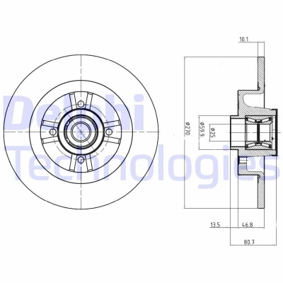 Bilde av DELPHI BG9032RS Bremseskiver 270 10 4 fullt ut oljet ubehandlet med hjullager, ABS senorring RENAULT: MEGANE 2 Kombi, SCENIC