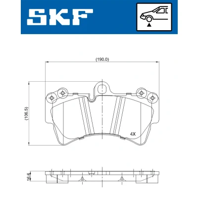 Bilde av SKF VKBP 80370 Bremseklosser klargjort for slitasjeindikator AUDI: Q7, VOLKSWAGEN: Touareg I