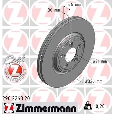 Bilde av ZIMMERMANN COAT Z 290.2263.20 Bremseskiver 326 30 5/5 5 108 innvendig ventilert belagt høy karbon JAGUAR: XF Sedan, XJ S Type
