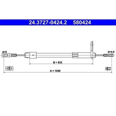 Bilde av ATE 24.3727 0424.2 Bremsekabel 1058 MERCEDES BENZ: E Klasse Sedan