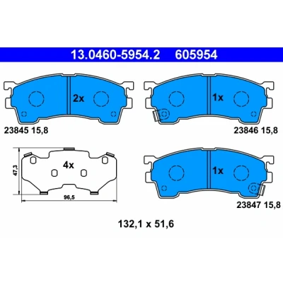 Bilde av ATE 13.0460 5954.2 Bremseklosser med akustisk slitasjevarsel antihyle blikk MAZDA: 323 F 6, 626 V Hatchback, Xedos 6