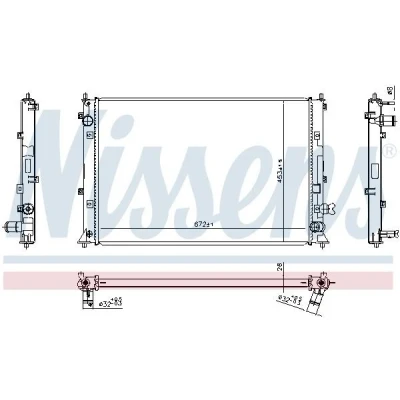 Bilde av NISSENS 606297 Radiator Aluminium 674 453 26 Kjøleribber loddet