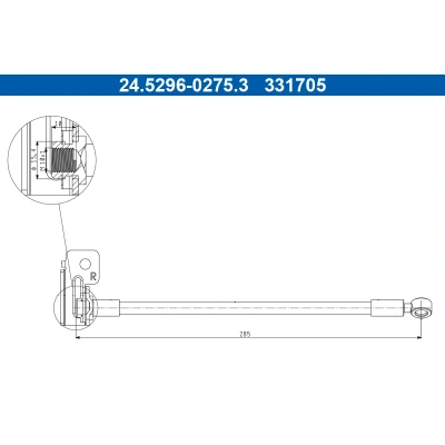 Bilde av ATE 24.5296 0275.3 Bremseslange 285 M10x1