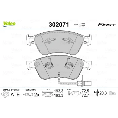 Bilde av VALEO 302071 Bremseklosser FIRST framaksel inkl. slitasjevarselkontakt med antihyle blikk AUDI: A6 C6 Avant, A8 D3, Sedan, VOLKSWAGEN: Phaeton